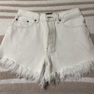 Abercrombie & Fitch White Frayed Hem Jean Shorts